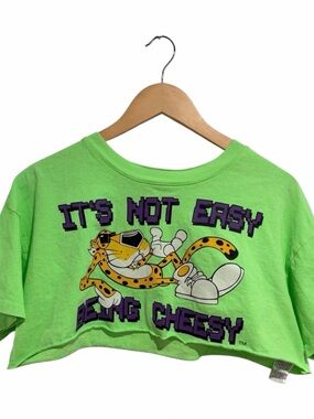 Forever 21 Neon Green Cheetos It’s Not Easy Being Cheesy Cropped Graphic Tee